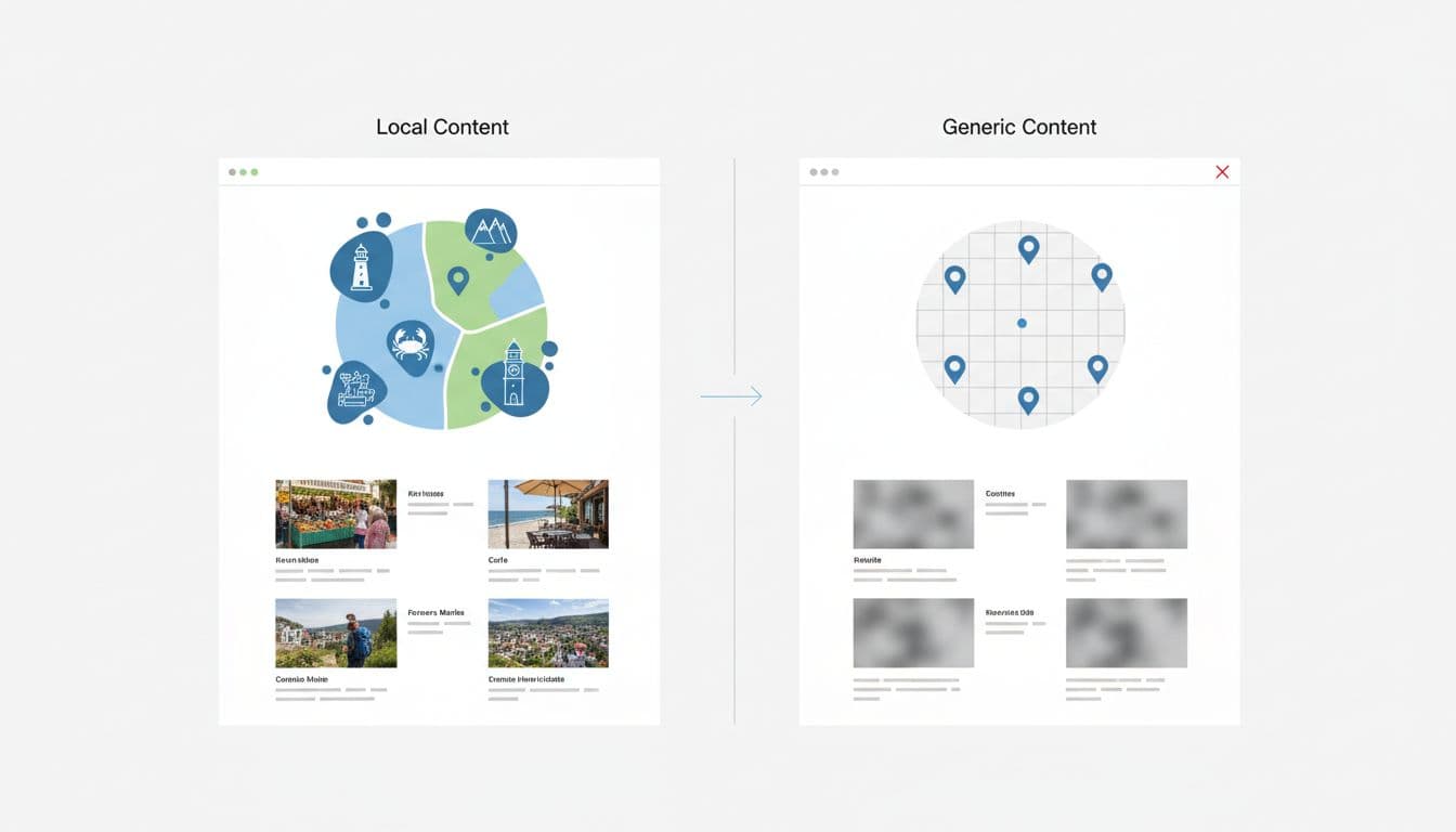 A minimalist graphic displays two contrasting web page layouts side-by-side using unique icons and generic placeholders.