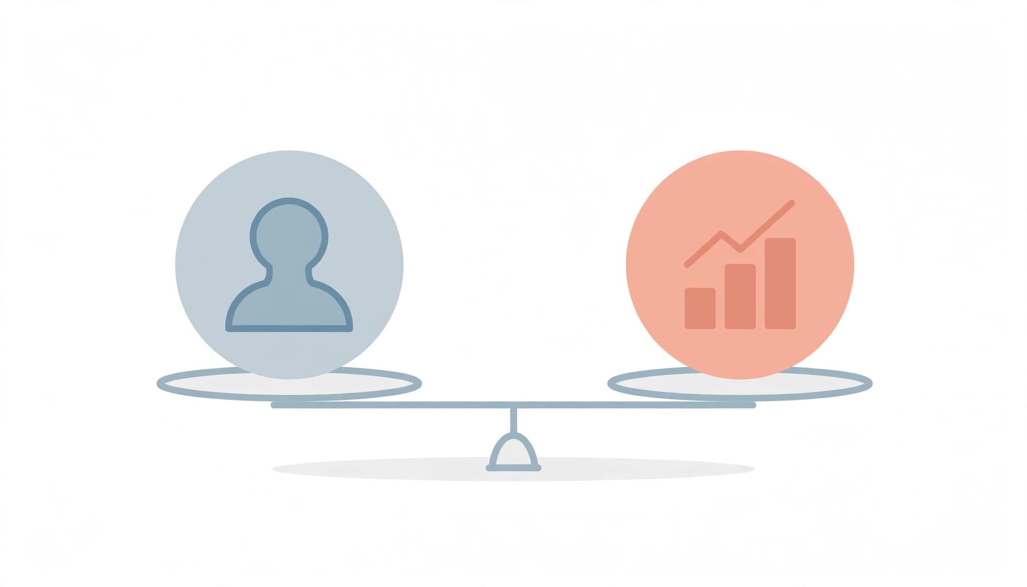 A profile icon and an activity icon balanced on a white board.
