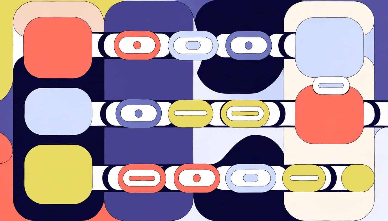 Colored lead cards move through connected stages on a simple CRM board.