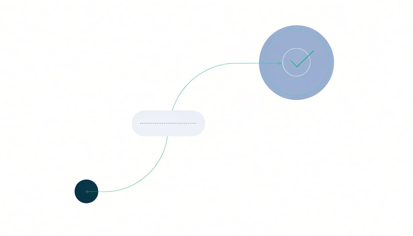 A blue route connects a legacy page icon to a landing page and green marker.