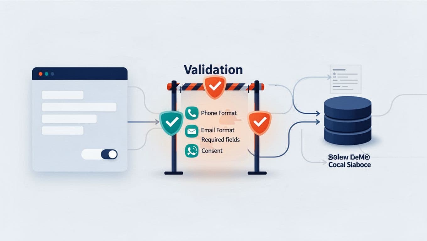 A web form passes validation checks before syncing with a database.