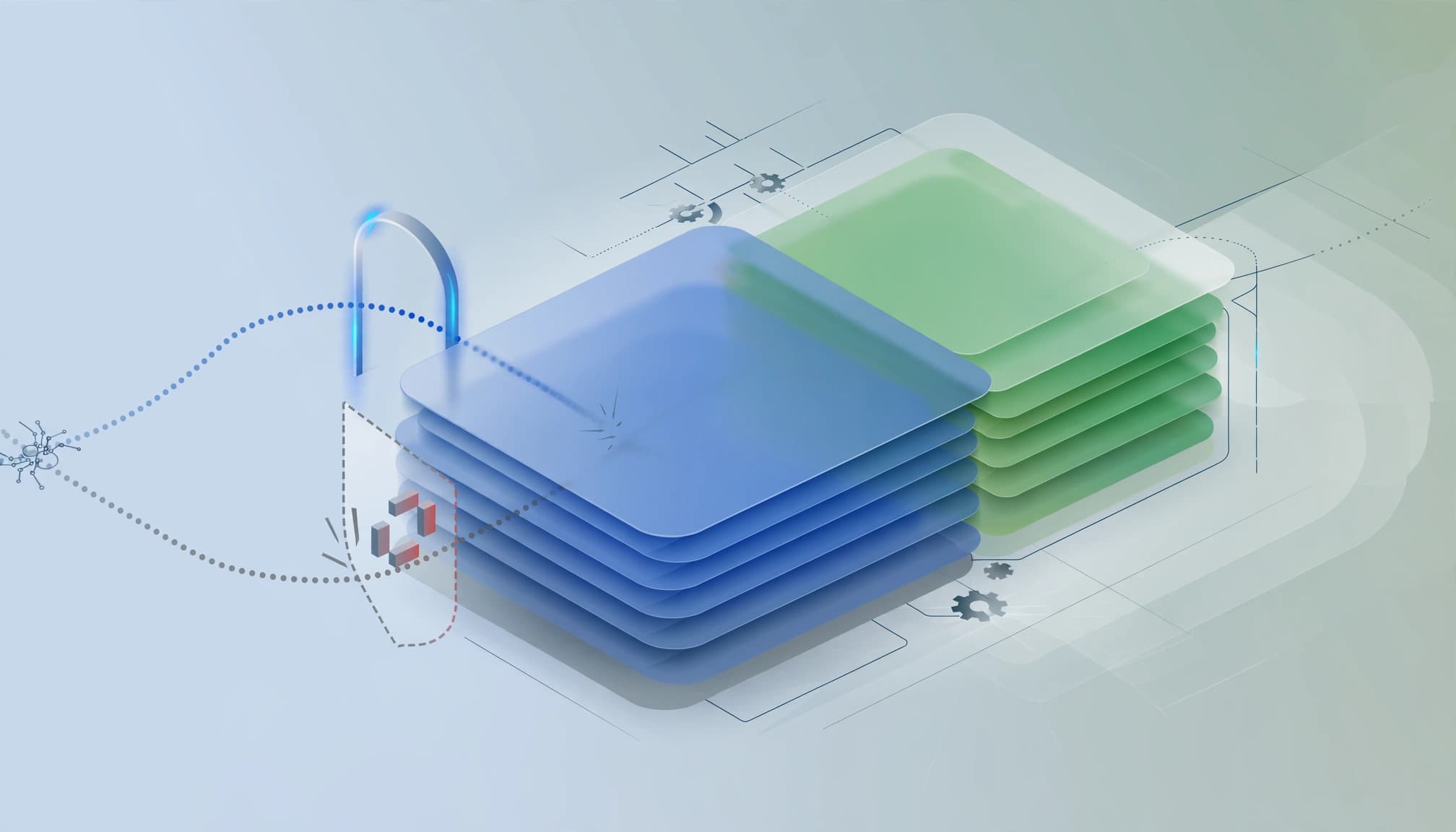 Diagram showing crawler access to blue server content and green client content.