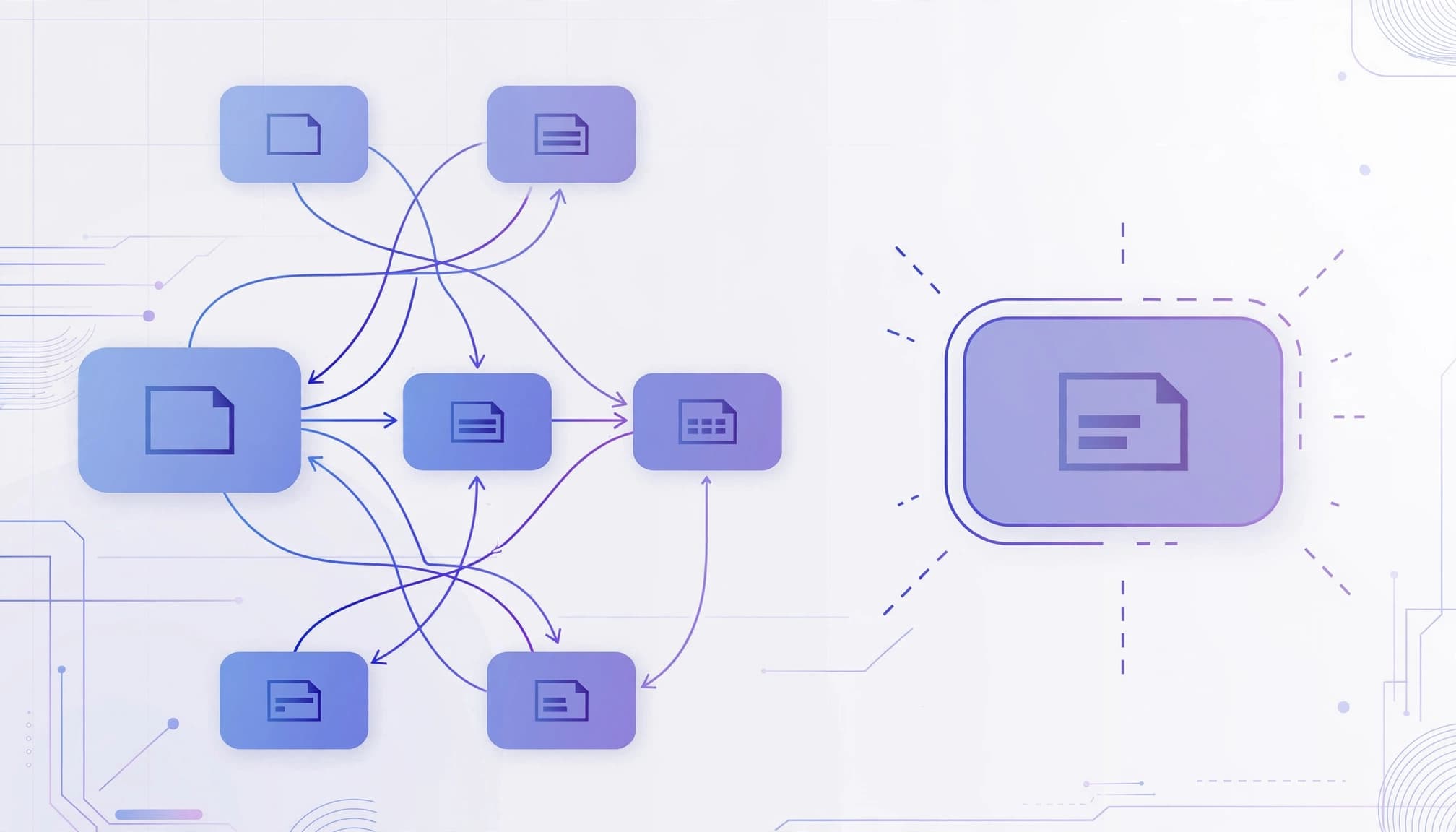 An isolated webpage node sits apart from a connected site map.