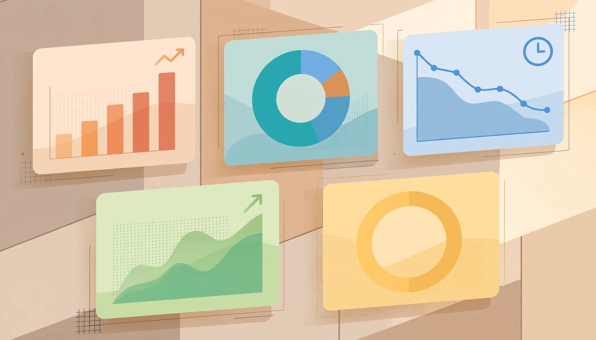Isometric dashboard wall showing charts for leads, conversions, response time, pipeline value, and retention.