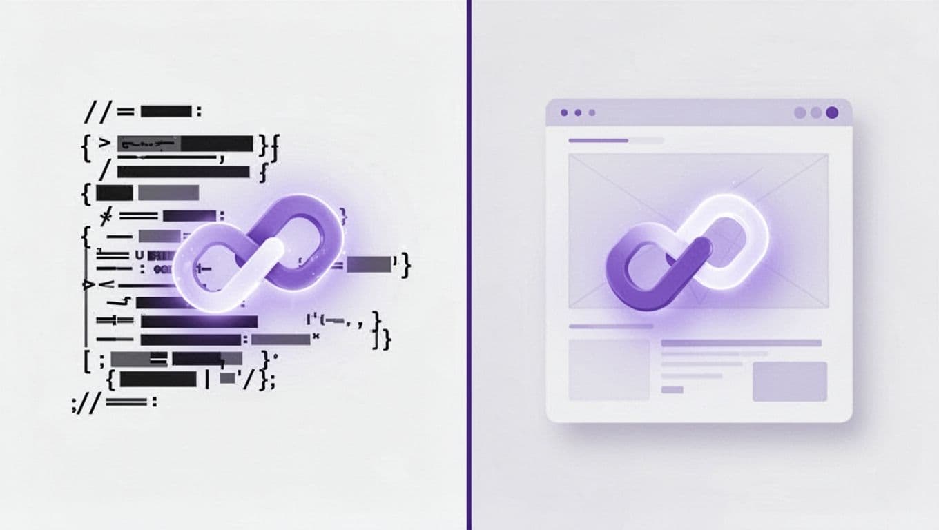 Split view of HTML source and rendered DOM with matching canonical link symbols.