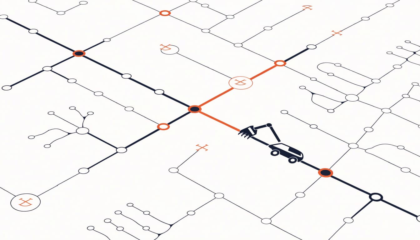A crawler moves across linked sitemap nodes, with crossed-eye symbols on several pages.