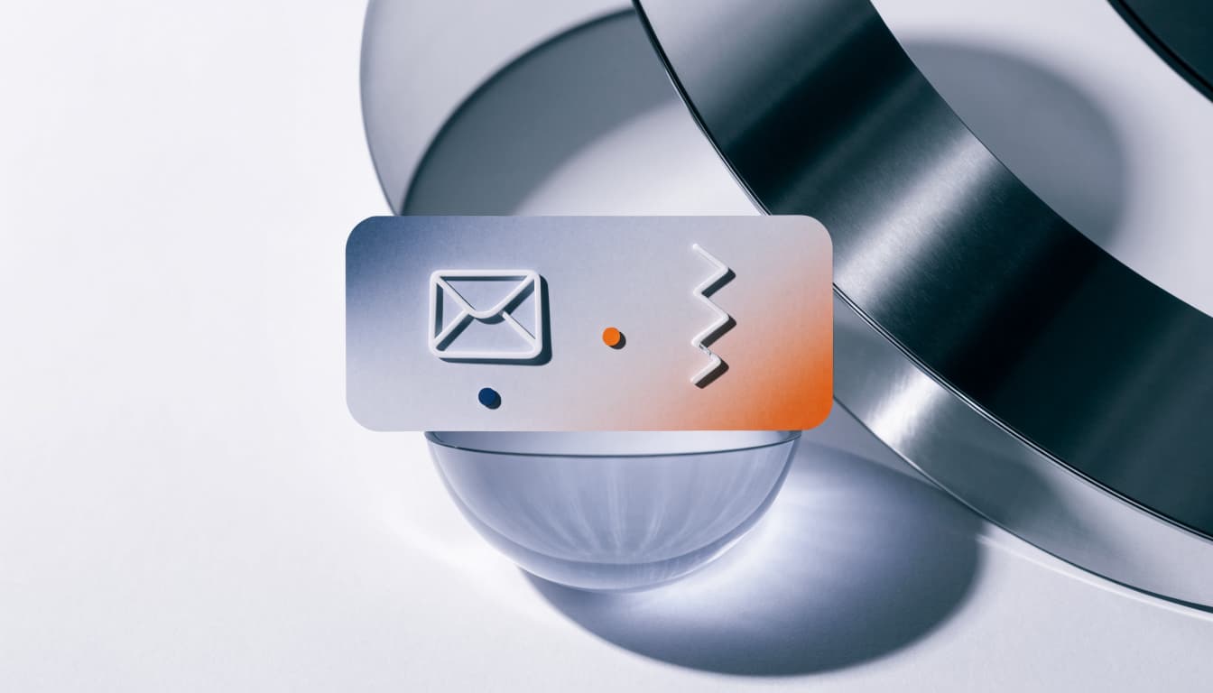 A profile tile with email and phone symbols and small verification marks.