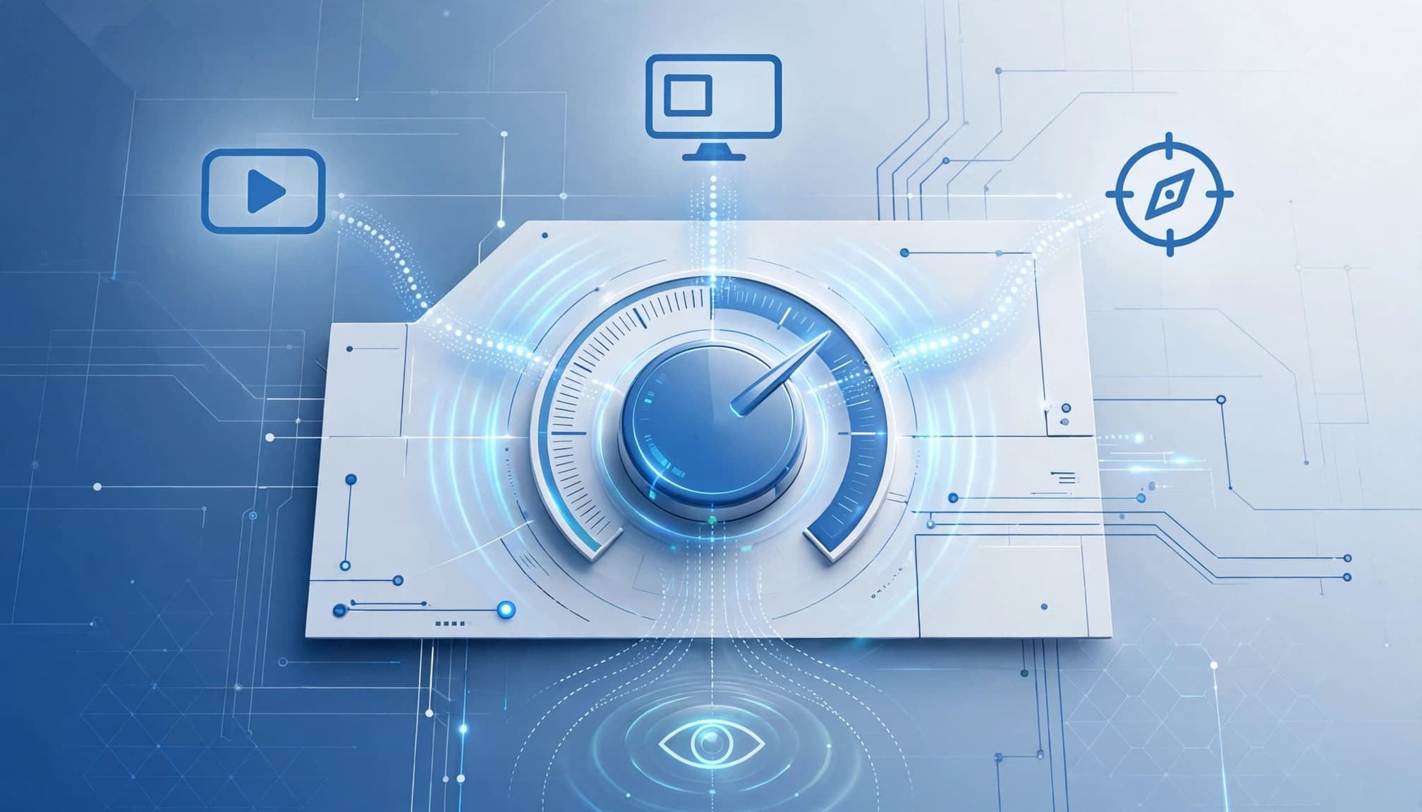 A bidding dial connects video, display, and discovery channels using conversion signals.