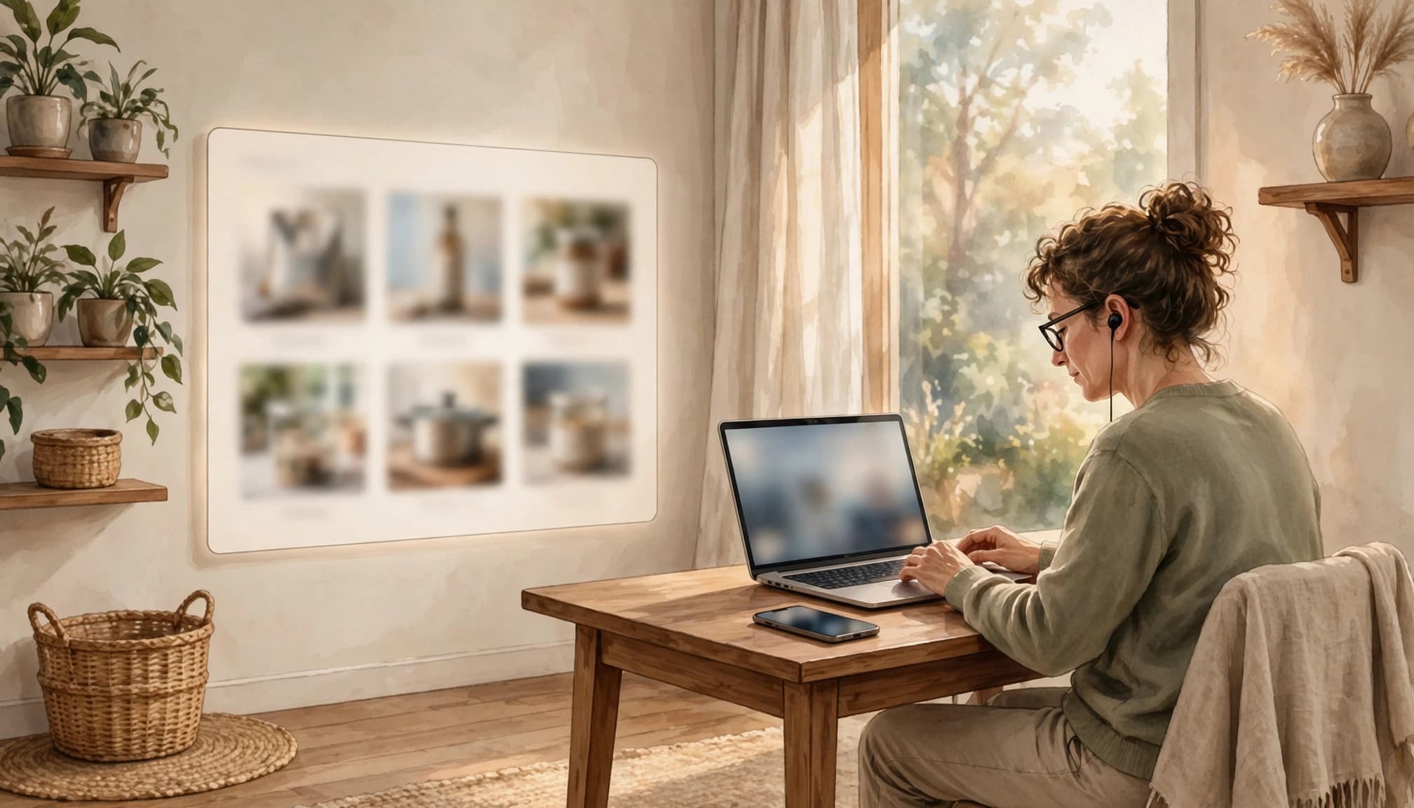 Shopper using a laptop in an accessible setting.