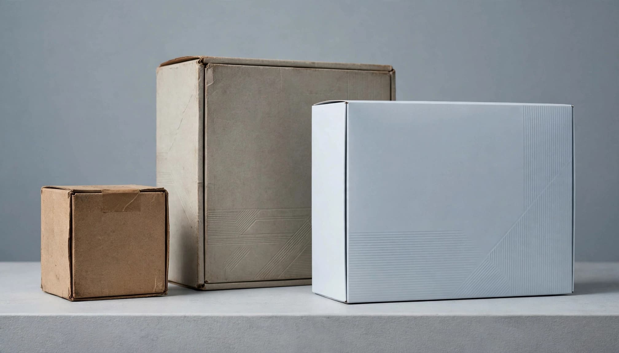 New and discontinued appliance packages sit together on a studio shelf.