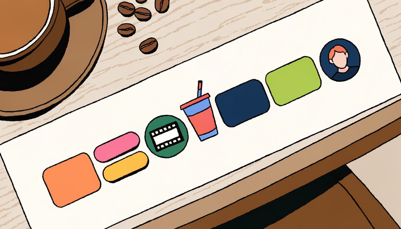 A completed planning row with content symbols.
