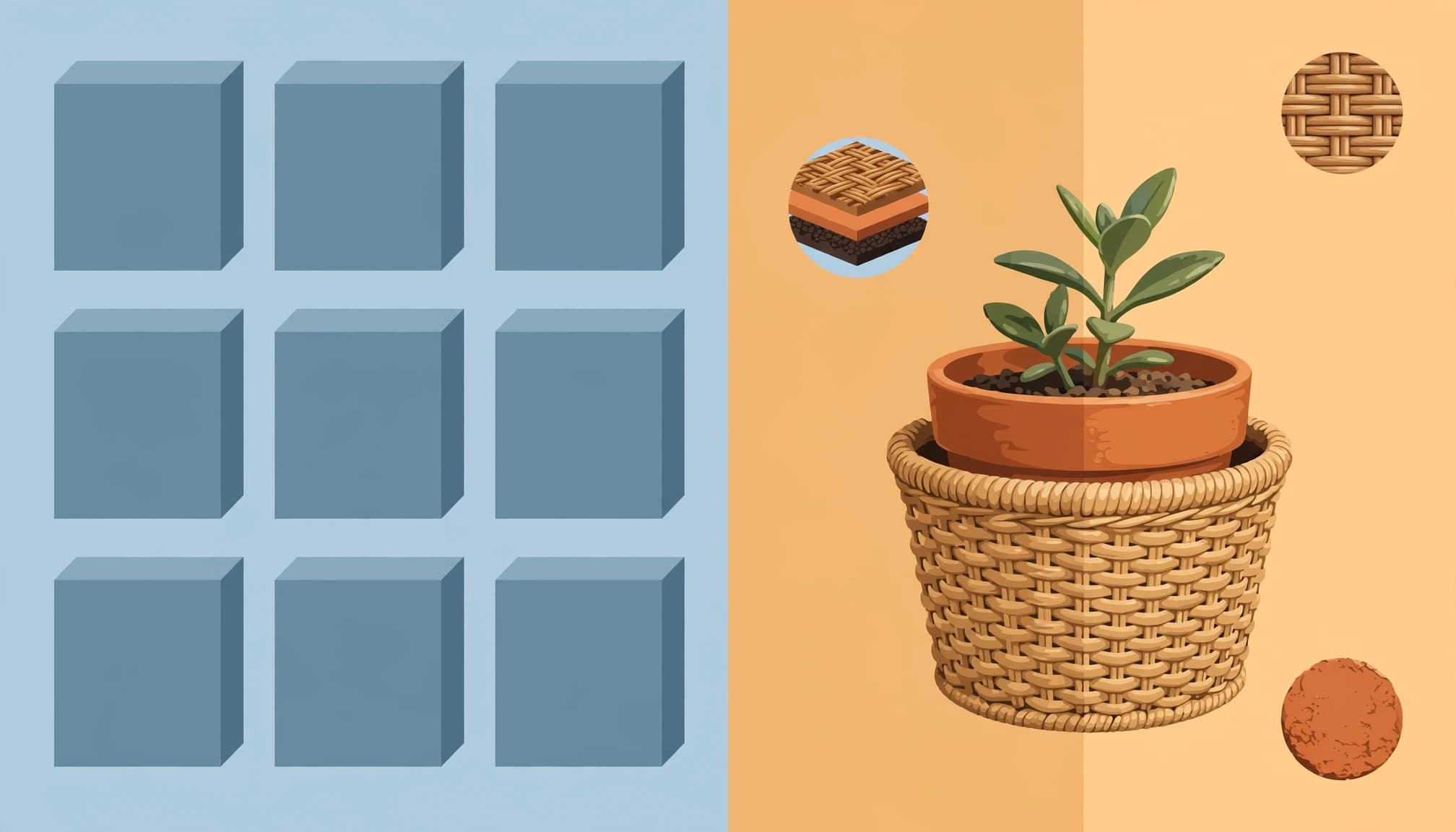 Illustration contrasting repeated copy with distinctive product details