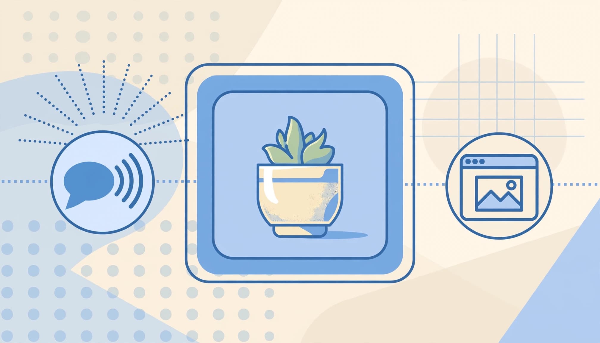 Product image with speech and fallback symbols.