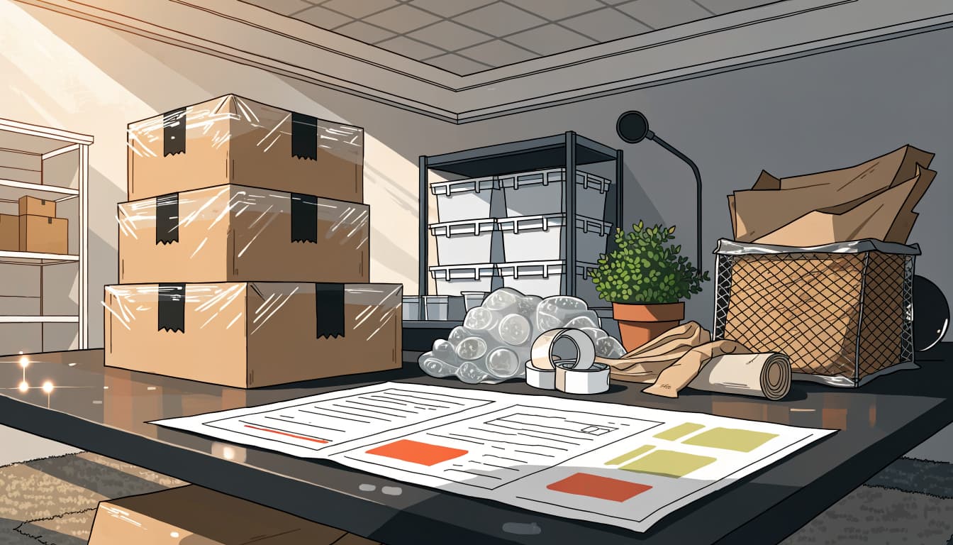 An organised ecommerce shipping station.
