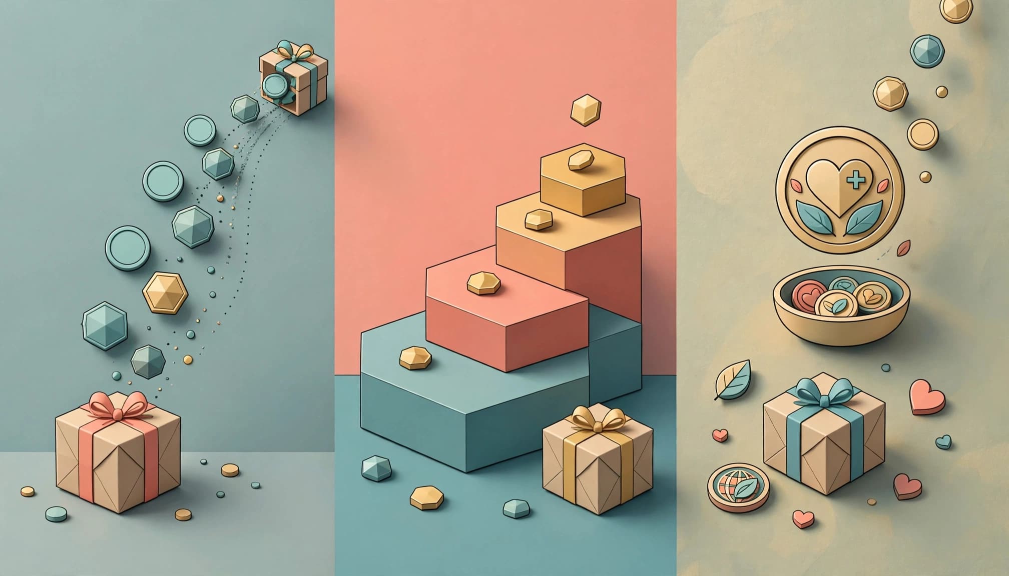 Three different loyalty reward structures.