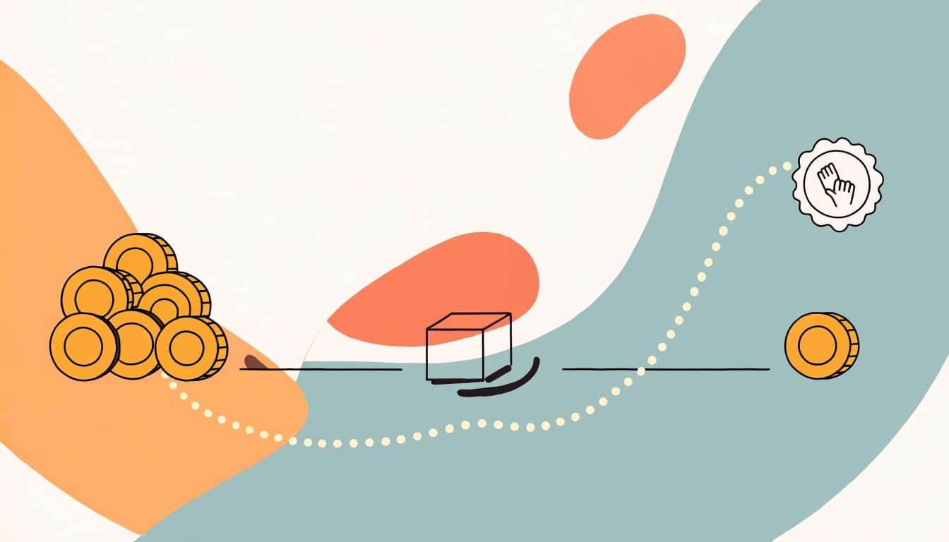 Points moving through an earn-and-redeem path.