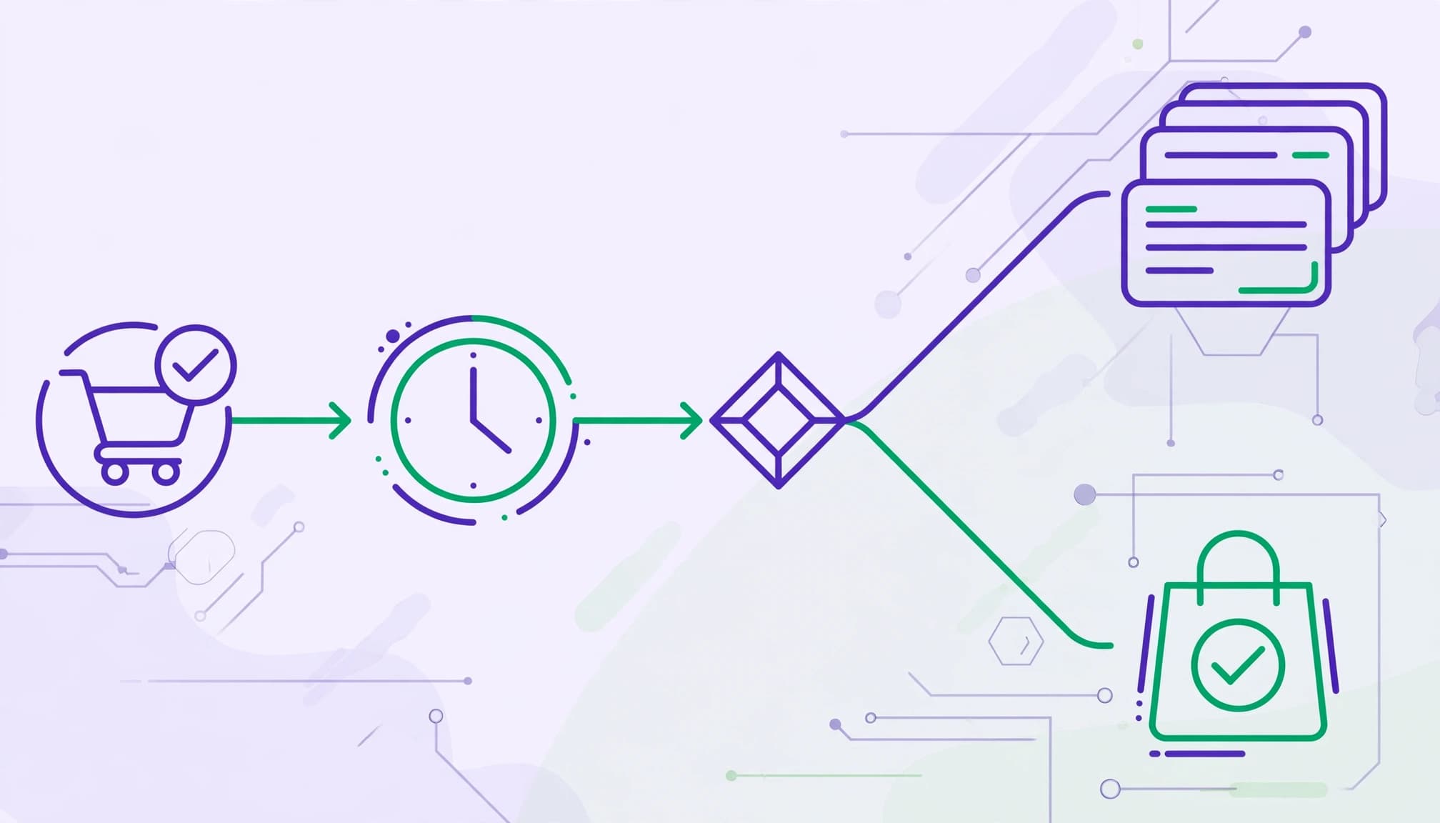 Checkout event triggering a branching email flow.