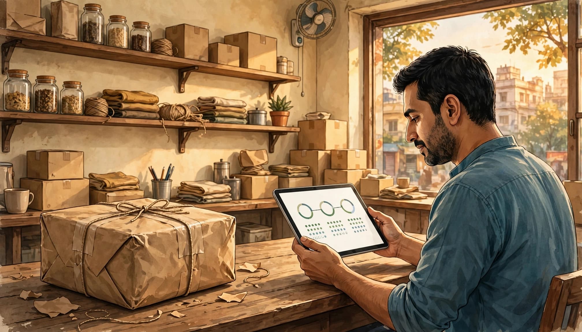 Store owner reviewing a completed order
