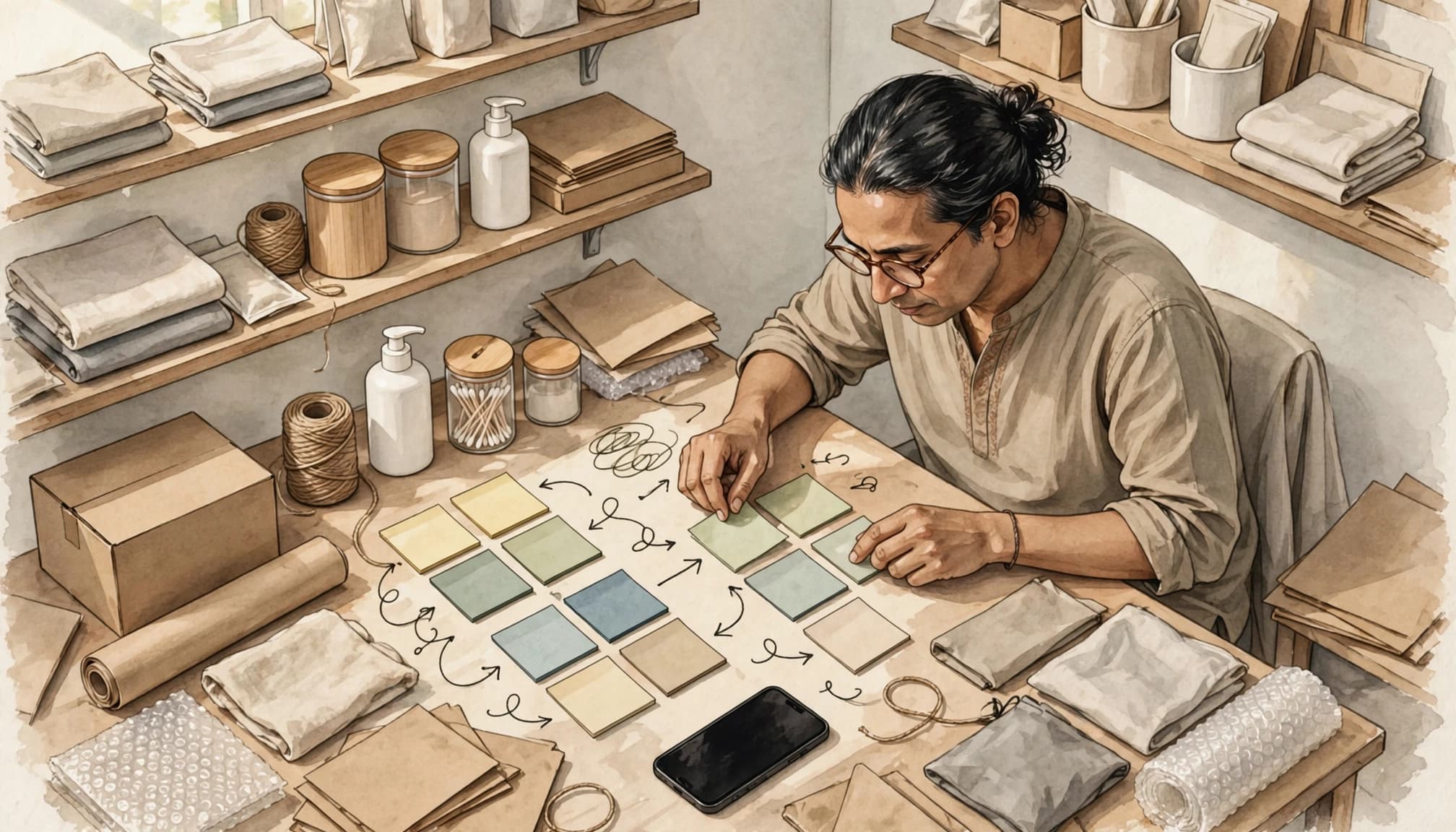 Illustrated retailer planning product search terms