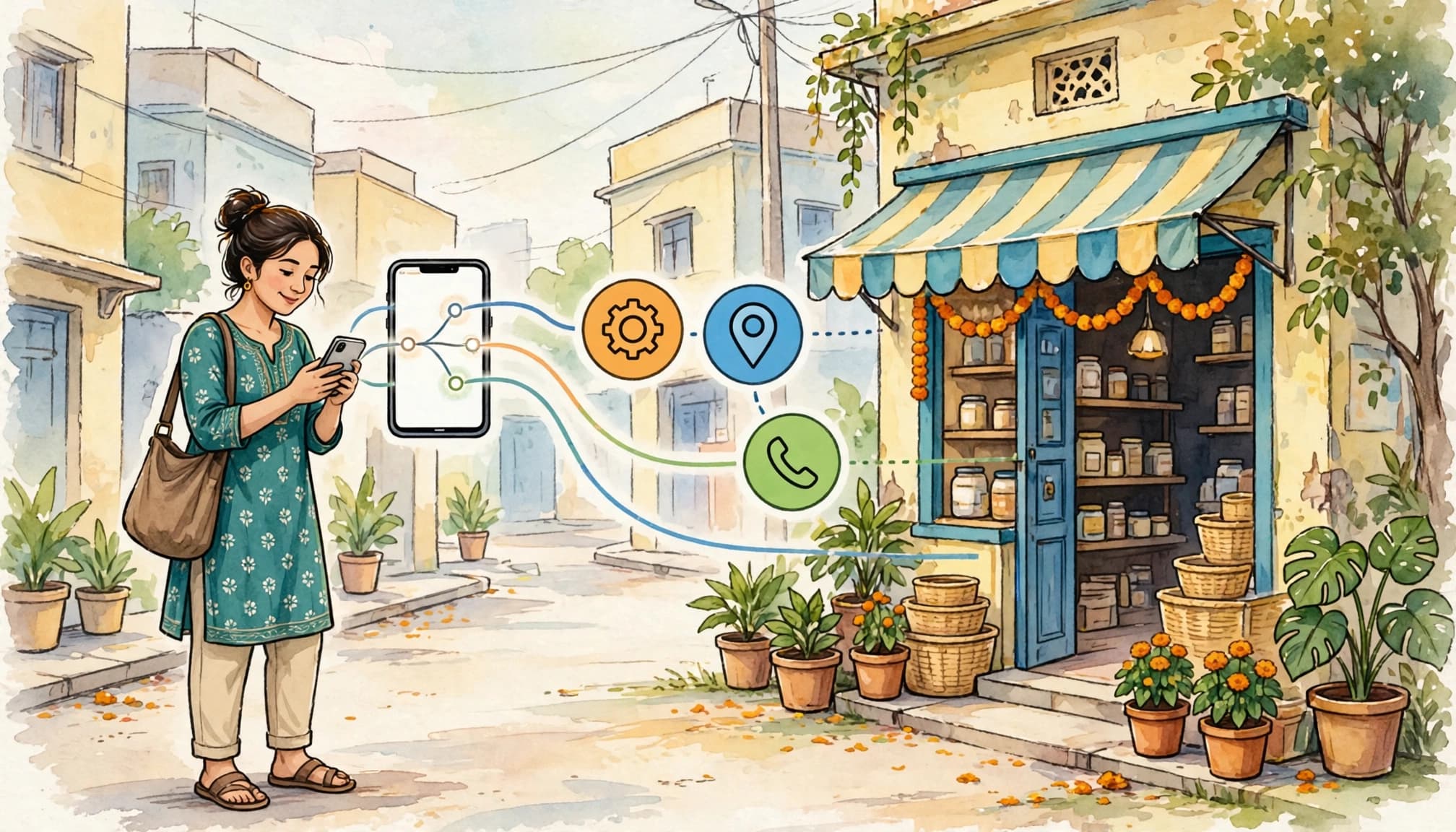 Customer finding local shop information