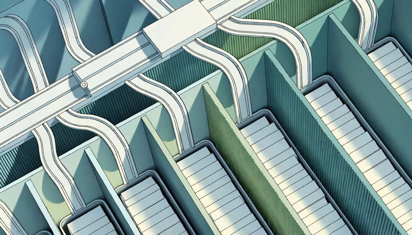 A blank card travels along a branching track toward several colored bins.