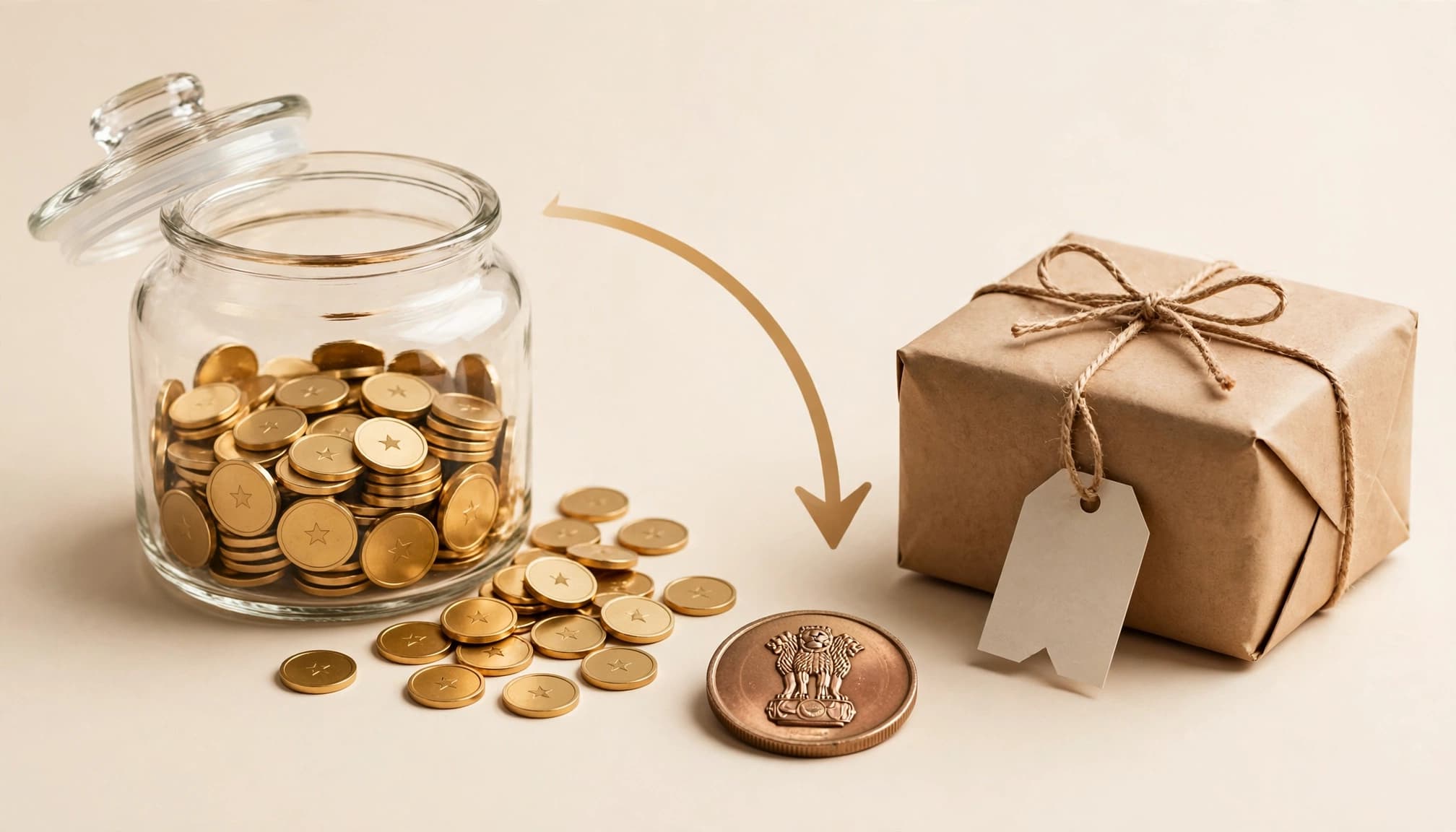 Tokens converting into a shopping reward.
