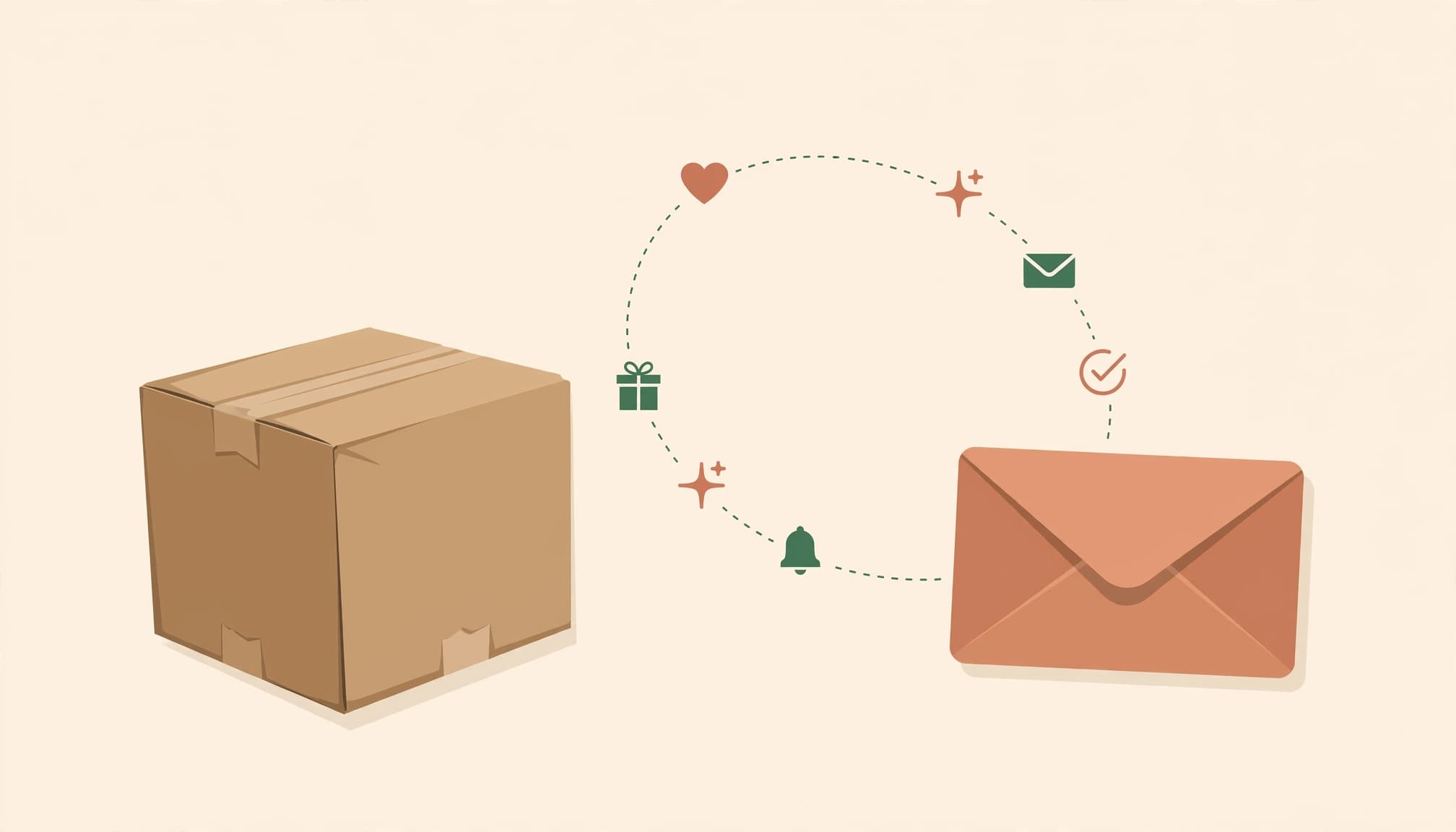 A parcel connected to customer follow-up messages.