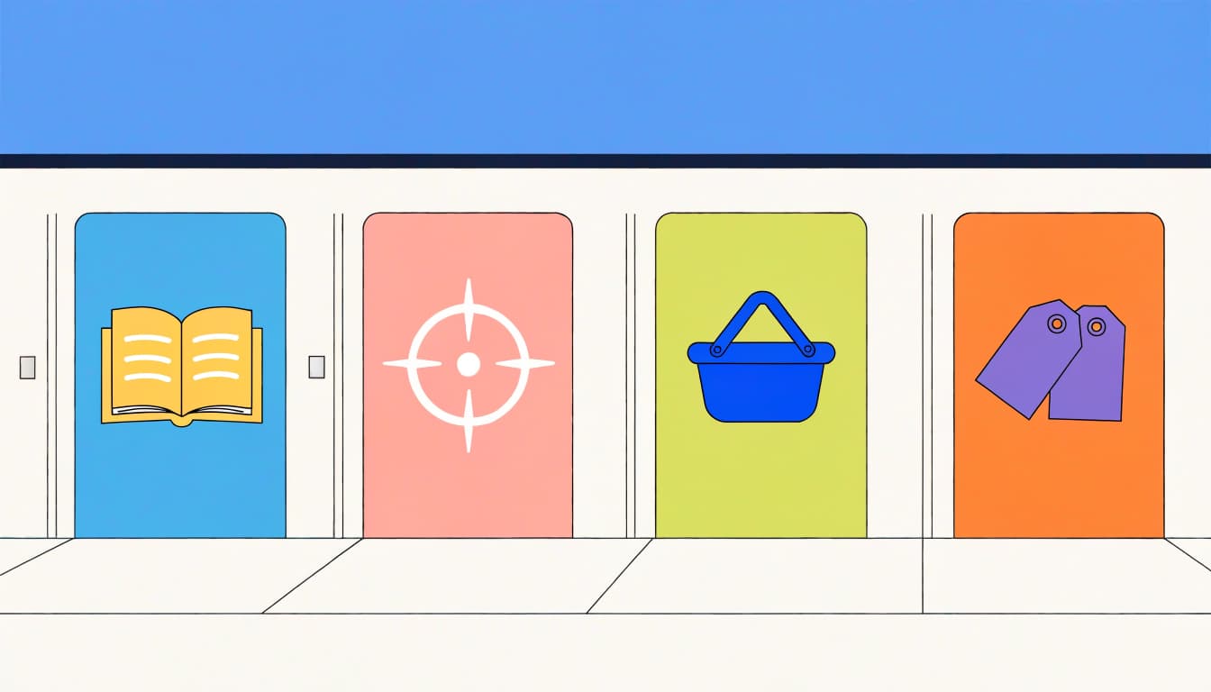Four doorways representing different search purposes.