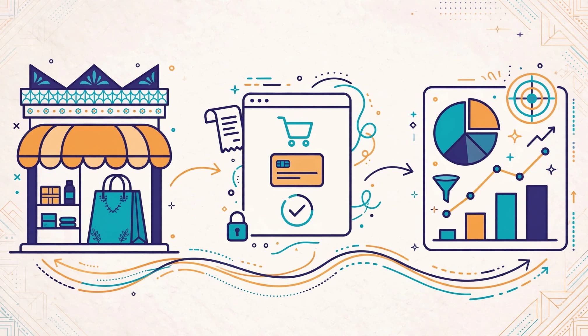 Storefront, checkout, and analytics purchase flow