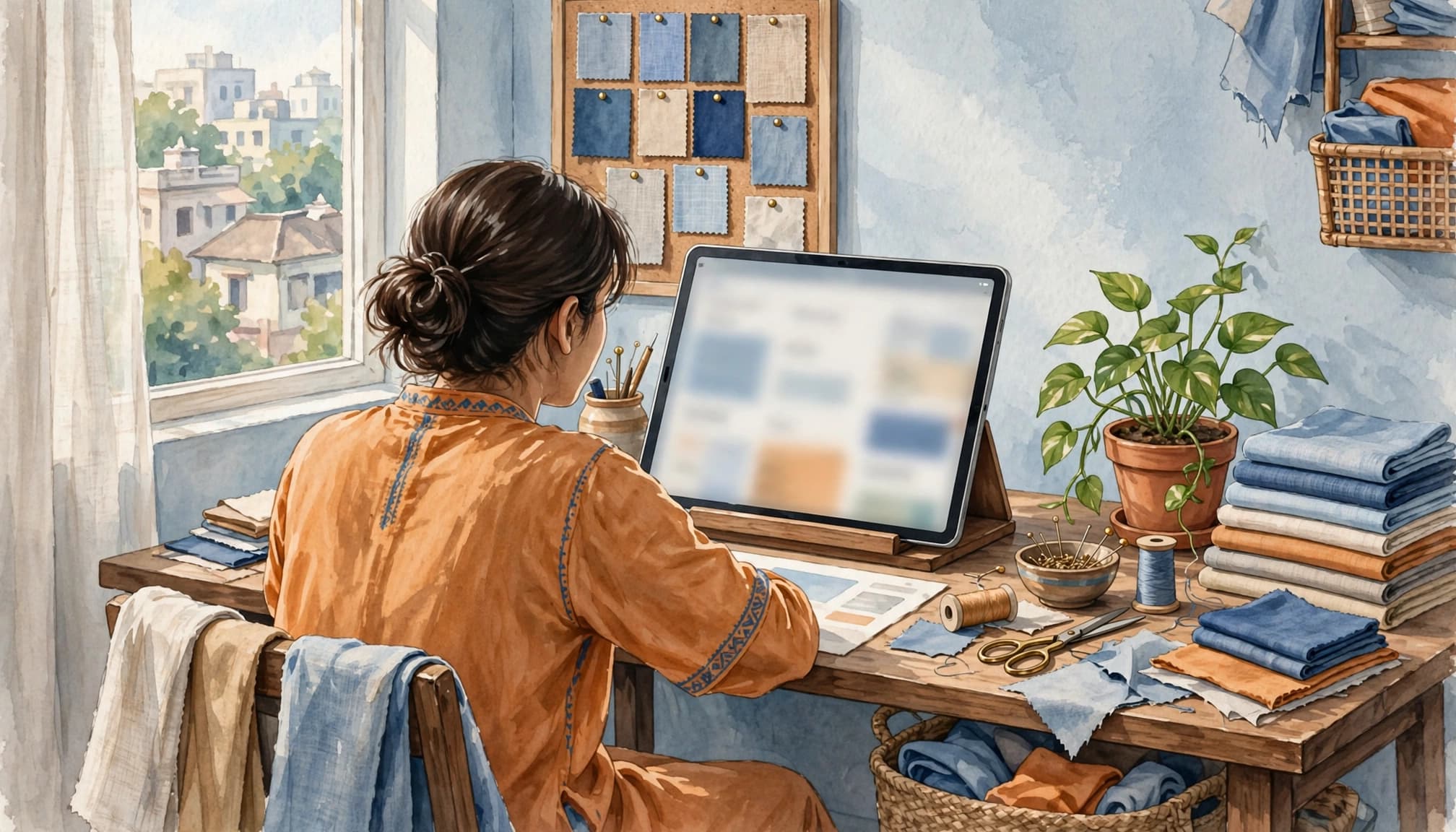 A merchant preparing an article's search listing.
