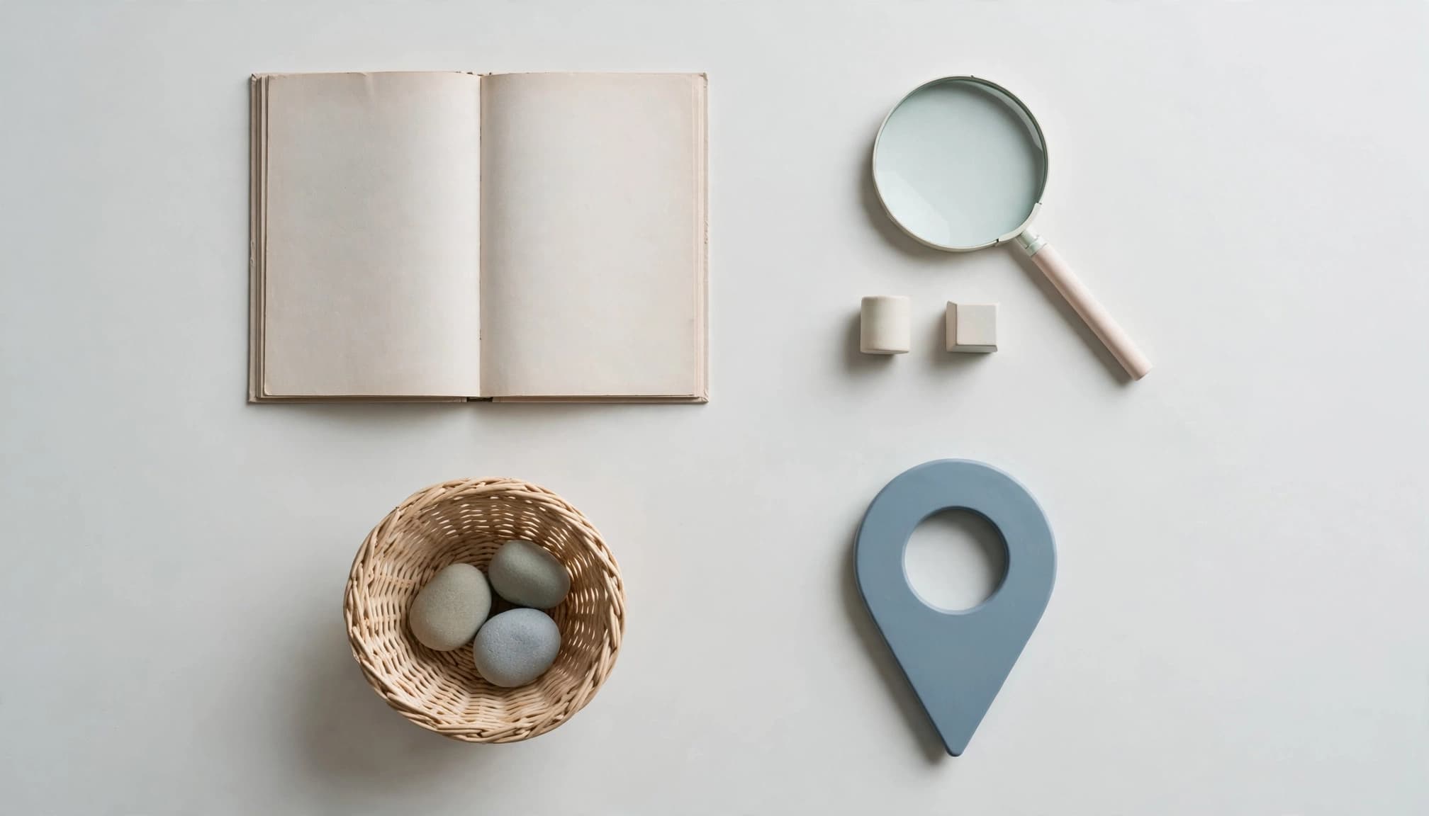 Illustrated symbols for four shopping search intents