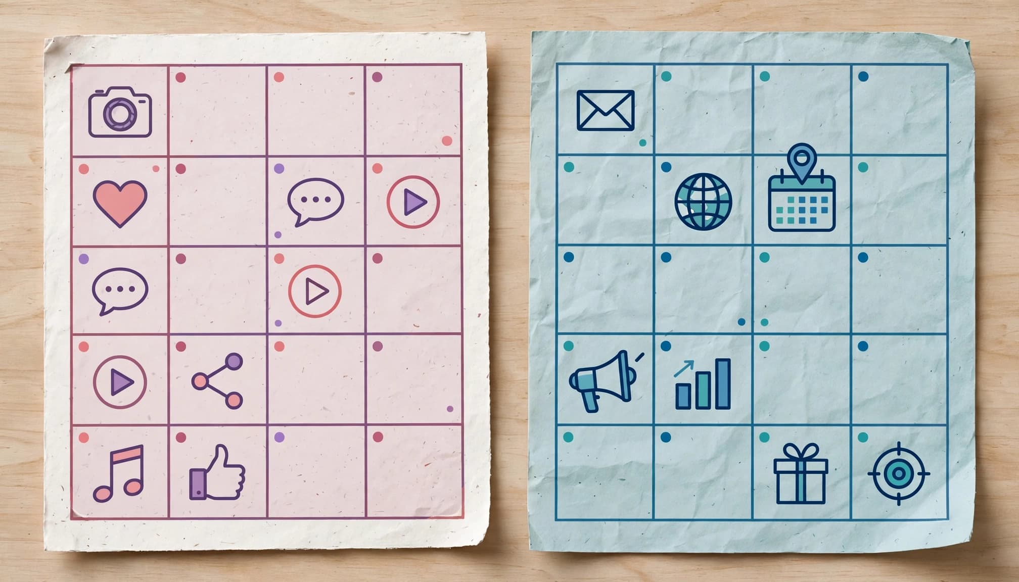 Social and wider marketing planning grids.